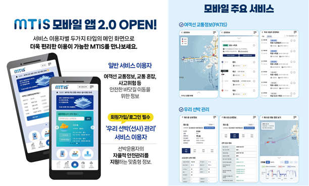 해양교통안전정보(MTIS) 모바일 앱 소개 이미지. KOMSA 제공