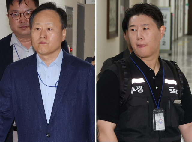 삼성전자 사측 대표교섭위원인 여명구 DS(반도체 부문) 피플팀장(왼쪽 사진)과 삼성그룹 초기업노동조합 삼성전자지부 최승호 위원장(오른쪽 사진)이 18일 정부세종청사 중앙노동위원회에서 열리는 2차 사후조정 회의에 각각 참석하고 있다. 연합뉴스