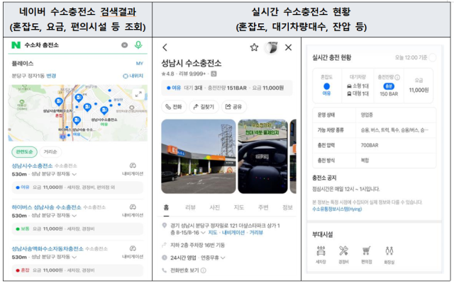 네이버 수소충전소 검색결과 및 실시간 수소충전소 현황. 석유관리원 제공