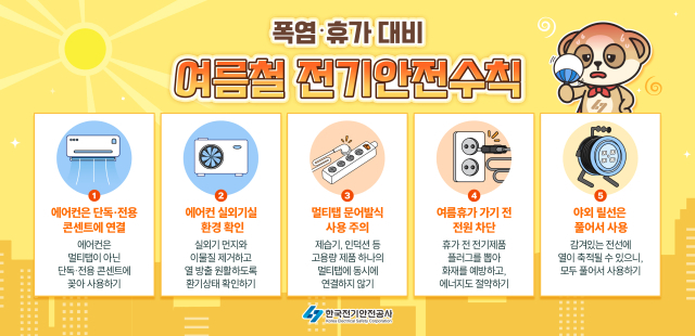 ‘여름철 전기안전수칙’ 5계명. 전기안전공사 제공