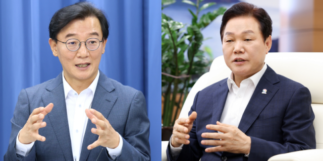 전재수 부산시장과 박완수 경남도지사. 부산시·경남도 제공