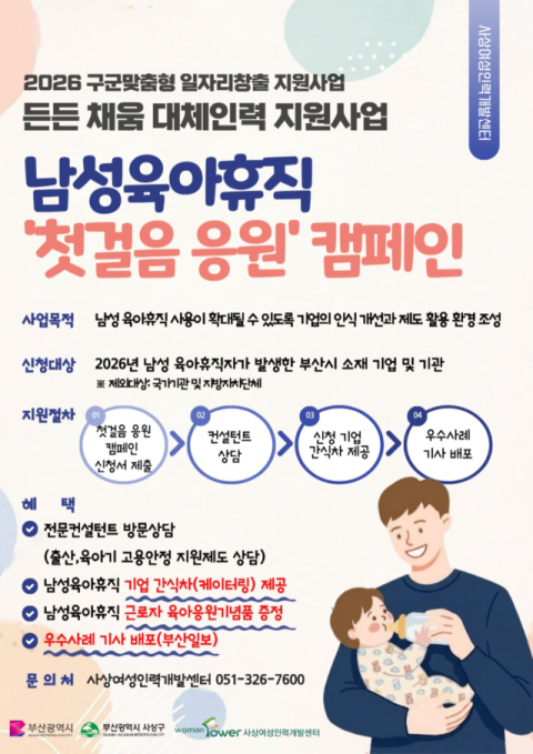 대체인력 남성육아휴직 홍보 포스터. 사상여성인력개발센터 제공