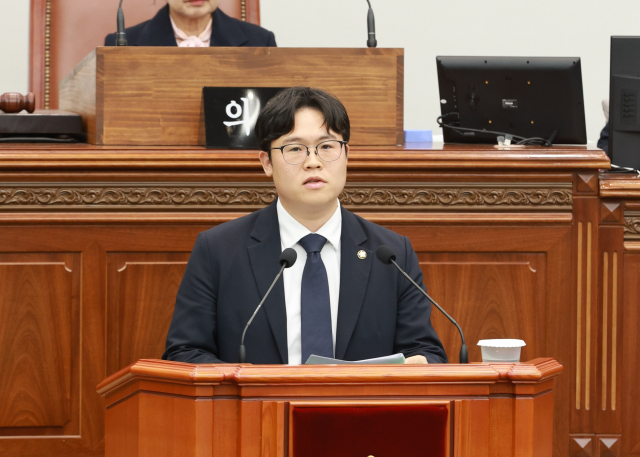 진형익(상남·사파·대방동) 창원시의원이 지난 1일 열린 창원시의회 제155회 정례회 제4차 본회의 5분 자유발언을 하고 있다. 창원시의회 제공