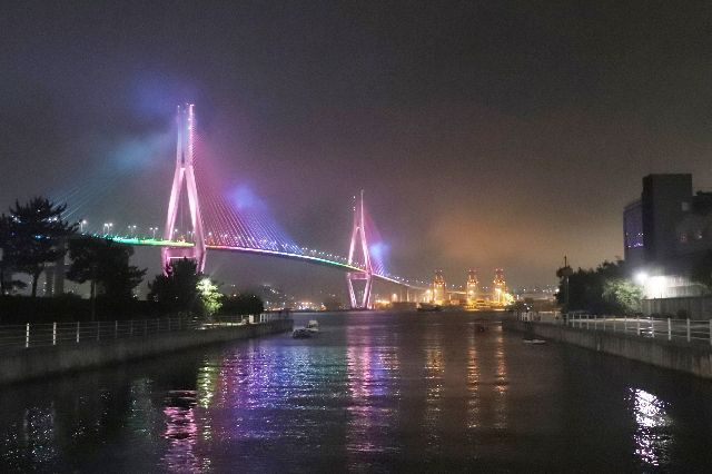 수질과 사업비 문제로 해수 물놀이장 등 계획이 잇따라 무산됐던 부산 영도구 청학수변공원이 다시 친수공간으로 탈바꿈한다. 사진은 청학수변공원에서 바라본 부산항대교 야경. 영도구청 제공