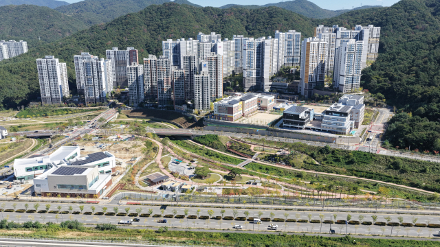전체 사업 준공 시점이 2029년 9월로 확정된 양산 사송신도시 전경. 양산시 제공