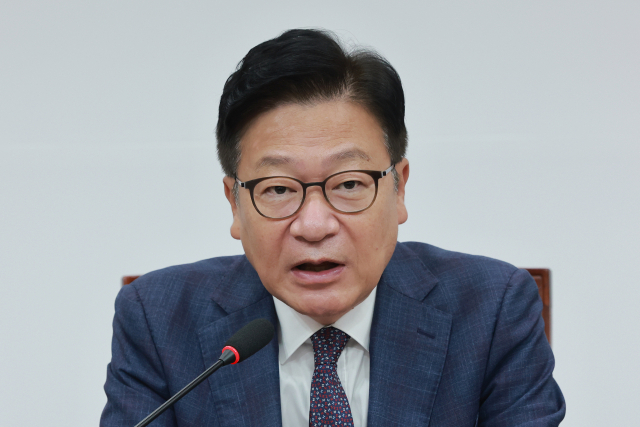 국민의힘 정점식 원내대표가 19일 국회에서 열린 최고위원회의에 참석해 발언하고 있다. 연합뉴스