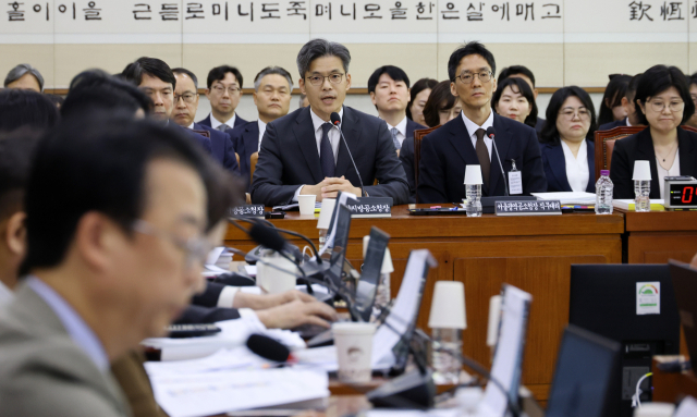 지난 19일 국회 법제사법위원회에서 열린 국정감사에서 박철우 서울중앙지방공소청장이 의원 질의에 답하고 있다. 연합뉴스